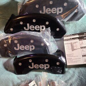 Jeep brake caliper covers- front & rear- engraved black powder coat with silver